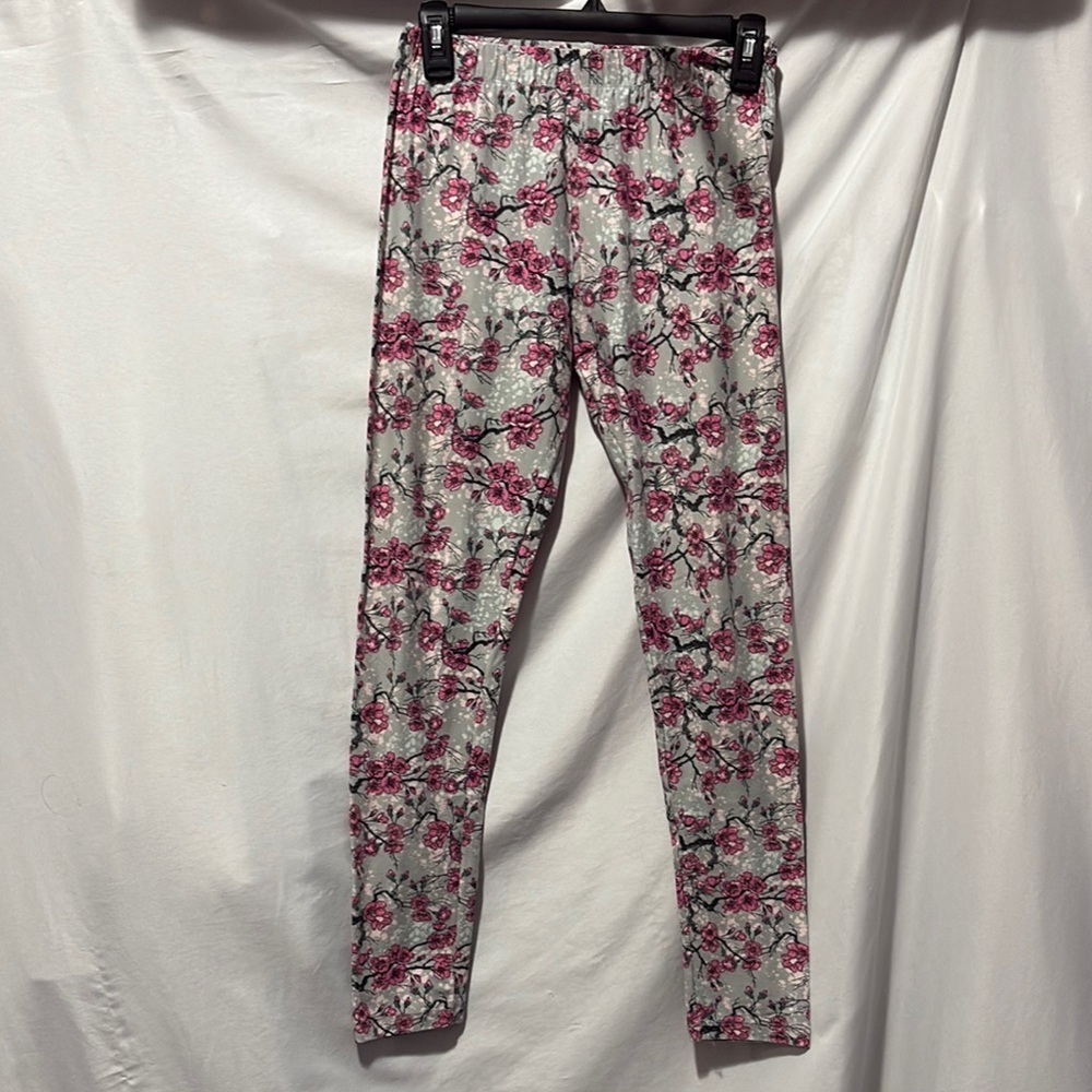 Floral Print Leggings Pink and Gray XS10